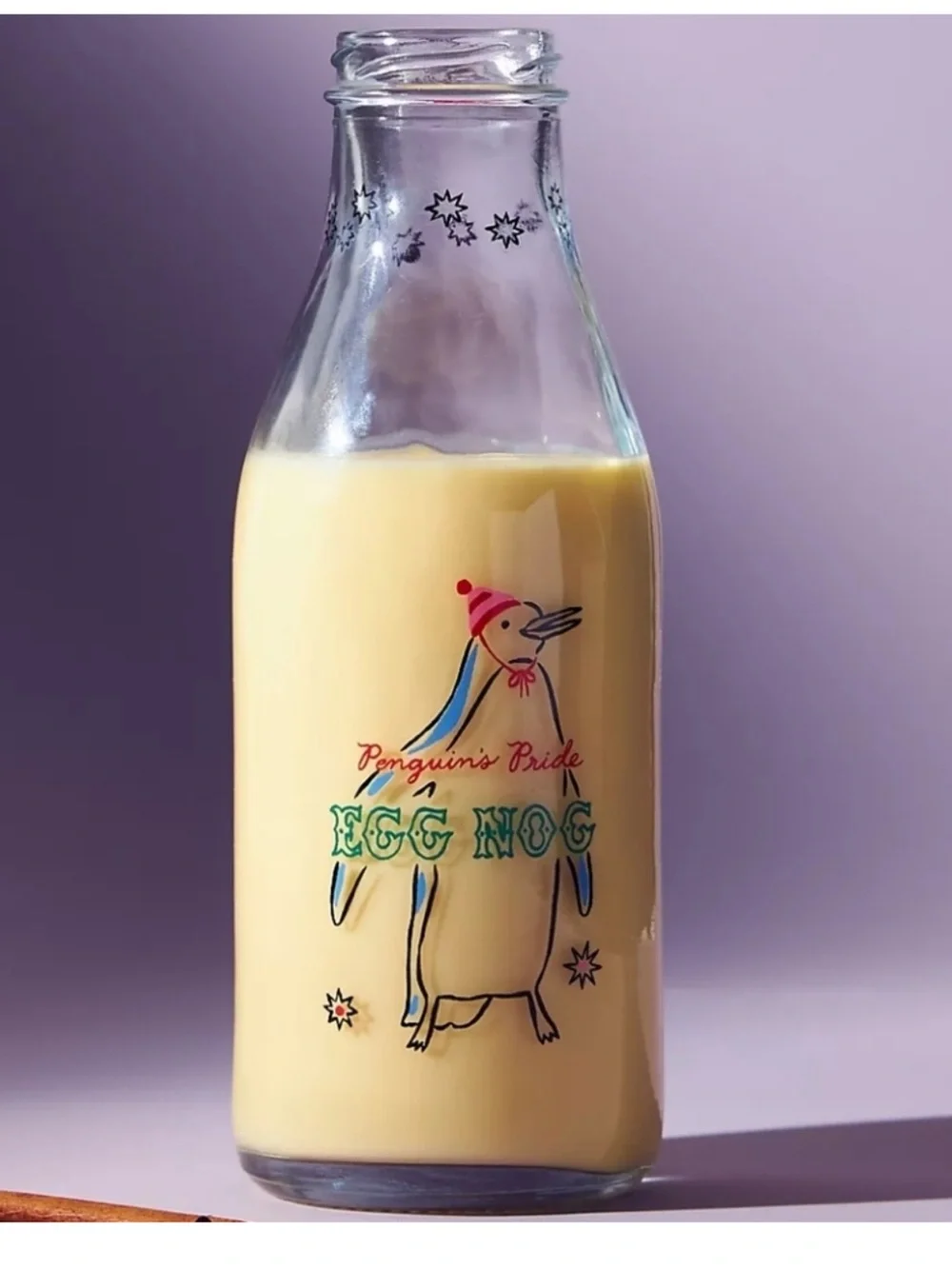 New🌟Anthropologie-George & Viv Milk Bottle-penguin Cup Glass Drinkware